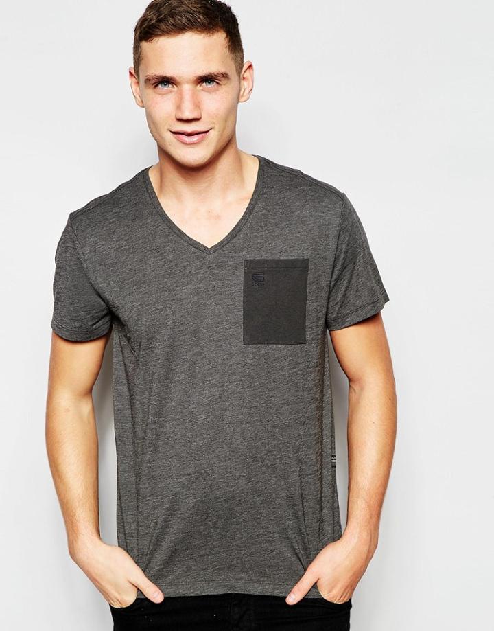 G-star T-shirt Mazuren V-neck One Pocket In Raven - Raven