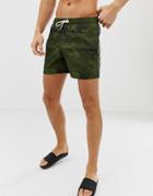 Abercrombie Camo Print Swim Short - Green