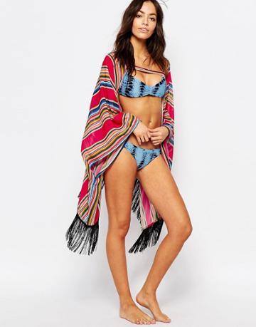 Phax Stripe Print Kimono - Fucsia