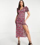 Topshop Tall 70's Floral Tea Midi Dress In Multi