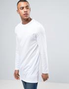 Asos Super Longline Long Sleeve T-shirt In White - White