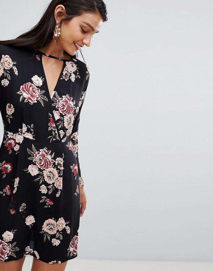 Lunik Floral Skater Dress - Black