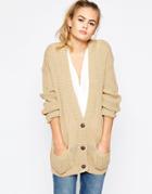 Daisy Street Slouchy Chunky Knit Cardigan - Blue
