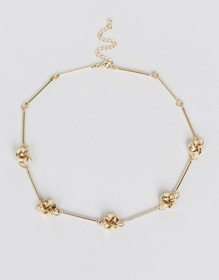 Asos Knot Station Necklace - Gold