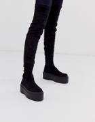 Asos Design Katie Chunky Over The Knee Boots - Black
