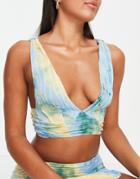 Asos Design Exposed Seam Jersey Beach Crop Top In Tie Dye - Part Of A Set-multi