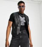 Reclaimed Vintage Inspired Unisex Black Leather Look Vest
