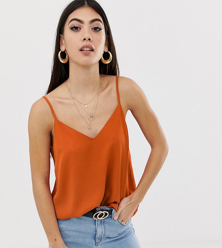 Asos Design Petite Eco Swing Cami With Double Layer-orange