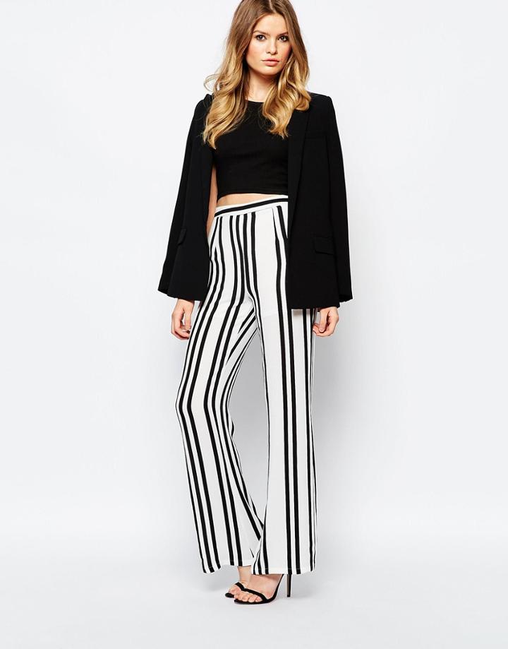 Goldie High Standards Wide Leg Palazzo Pant In Stripe - Mono Stripe