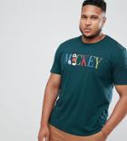 Asos Design Plus Mickey Relaxed T-shirt With Retro Print - Green