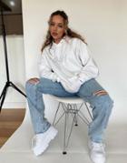 Skinnydip X Jade Thirlwall Relaxed Hoodie With Crystal Trash Slogan Matching Set-white