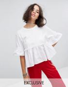 Reclaimed Vintage Inspired Smock T-shirt With Broderie - White