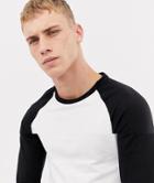 Asos Design 2 Pack Long Sleeve Muscle Fit Raglan T-shirt With Crew Neck Save-multi