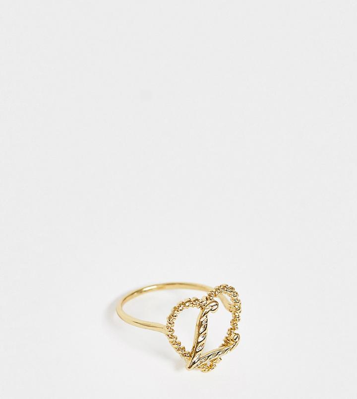 Reclaimed Vintage Inspired Gold Plated L Initial Ring - Gold