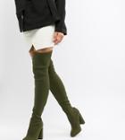 Asos Design Koko Knitted Over The Knee Boots - Green
