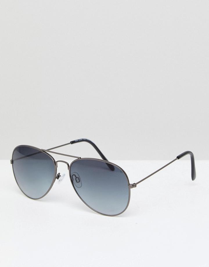 New Look Aviator Sunglasses In Black - Black