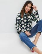 Asos Shirt With Ruffle Hem In Floral Print - Multi