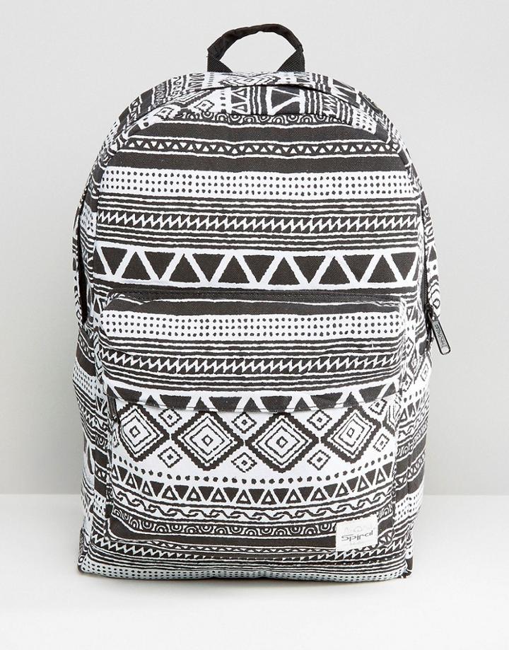 Spiral Tribal Backpack In Black - Black