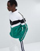 Jaded London Track Jacket In Green With Chevron Print - Green