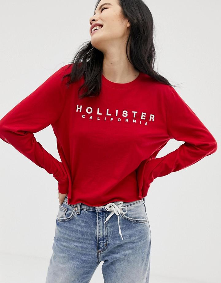 Hollister Meet And Greet Print Floral Logo Tee - Red