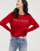 Hollister Meet And Greet Print Floral Logo Tee - Red