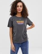 Asos Design T-shirt With Never Ending Rainbow Motif - Gray