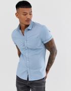 Asos Design Skinny Fit Casual Oxford Shirt In Blue - Blue