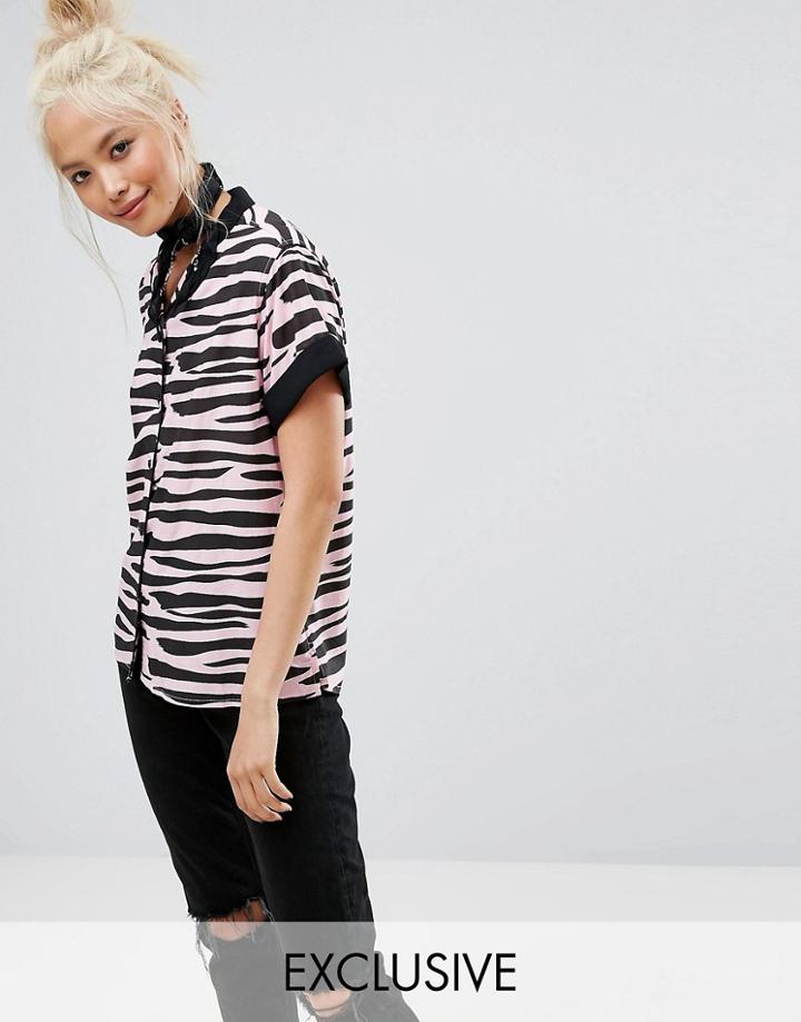 Lazy Oaf Zebra Print Shirt - Pink