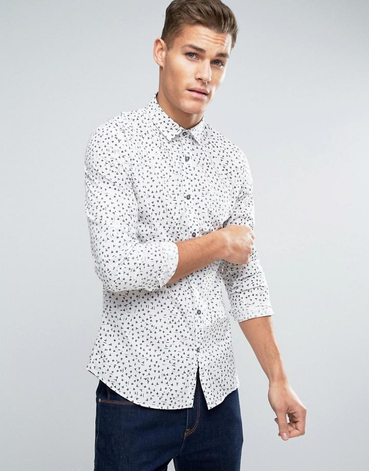 Lindbergh Over Cross Print Shirt - White