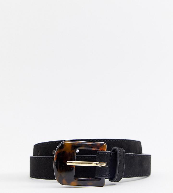 Accessorize Tortoise Shell Buckle Jeans Belt In Black - Black