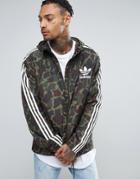 Adidas Originals Zip Hoodie In Camo Bj9997 - Green