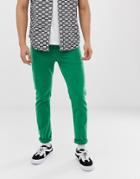 Asos Design Slim Jeans In Bright Green - Green
