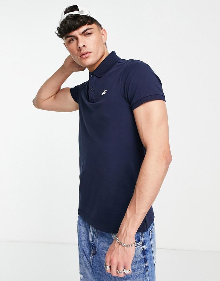 Hollister Slim Fit Polo Shirt In Navy With Logo