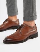 Selected Homme Leather Brogue Shoe - Brown