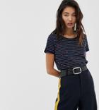 Esprit Stripe Heart T-shirt In Navy