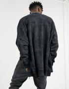 Asos Design Extreme Oversized Jersey Bomber Jacket In Acid Washed Black-green