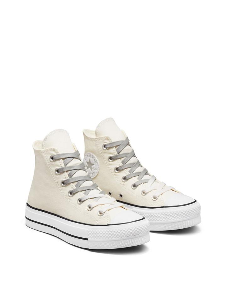 Converse Chuck Taylor All Star Hi Lift Canvas Platform Sneakers In Egret-white