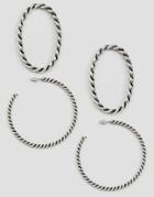 Asos Pack Of 2 Twist Large Hoop Earrings - Silver