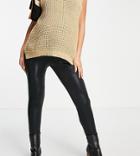 River Island Maternity Shimmer Coated Leggings In Black