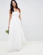 Little Mistress Bandeau Princess Wedding Dress With Embellished Detail - White