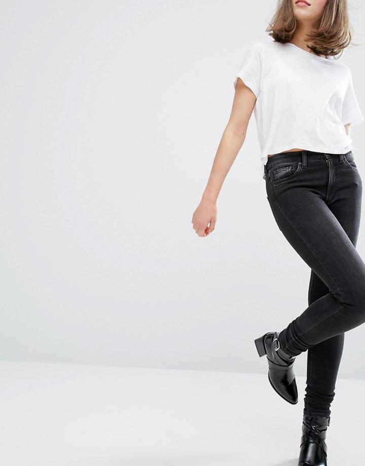 Monki Mocki Slim Mid Waist Jeans - Black