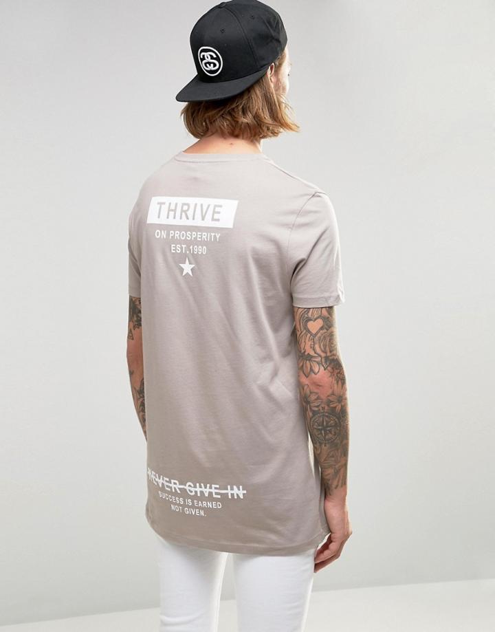 Asos T-shirt With Thrive Star Back Print In Relaxed Skater Fit - Satellite