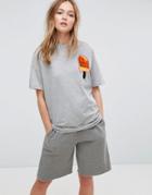 Asos X Lot Stock & Barrel T-shirt With Embroidery In Gray - Gray