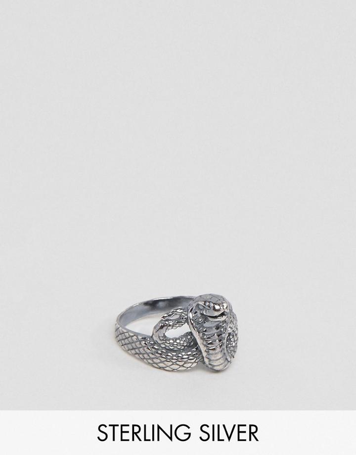 Asos Snake Ring In Sterling Silver - Silver