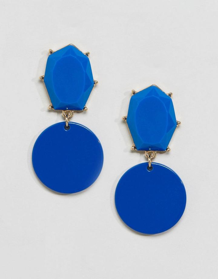 Asos Blue Color Pop Geo Jewel Earrings - Blue