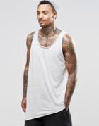 Asos Neppy Jersey Vest With Asymmetric Hem And Raw Edge - White
