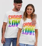 Help Refugees Choose Love Organic Cotton Rainbow Print T-shirt-black
