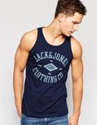 Jack & Jones Tank With Classic Logo Print - Navy