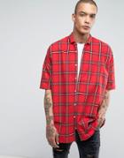 Sixth June Oversized Shirt In Plaid - Red