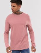 Asos Design Organic Long Sleeve T-shirt With Crew Neck - Pink